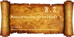 Maszarovics Krisztián névjegykártya